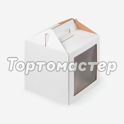 Коробка для торта/кулича с окном белая 20х20х20 см 